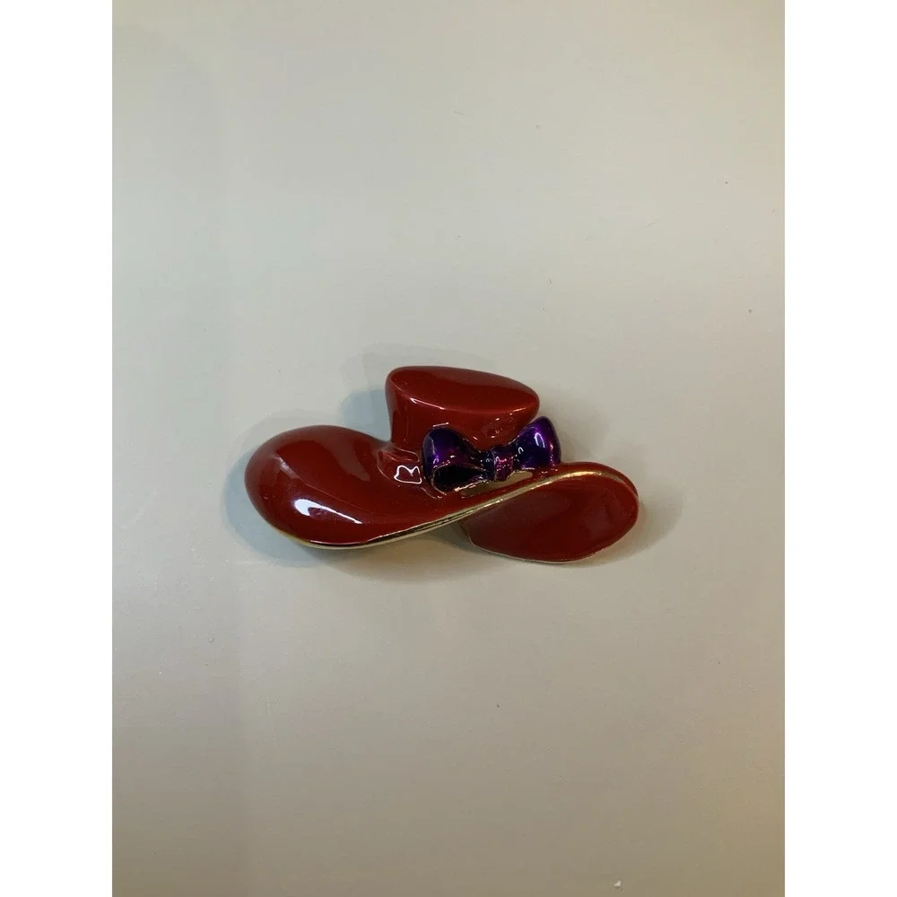 Red Hat Society Enamel Purple Bow Brooch Pin